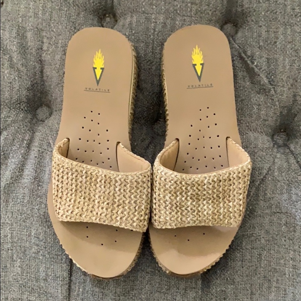 Volatile tan wedge sandals